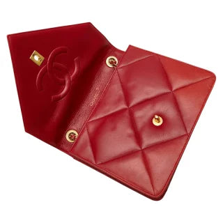 シャネル マトラッセ ココマーク チェーン ショルダーバッグ レッド ラムスキン レディース CHANEL 【中古】