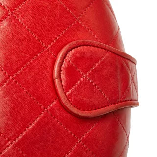 シャネル マトラッセ ココマーク ポーチ レッド ラムスキン レディース CHANEL 【中古】