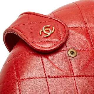 シャネル マトラッセ ココマーク ポーチ レッド ラムスキン レディース CHANEL 【中古】