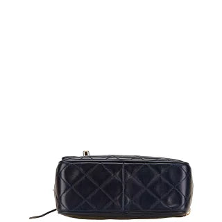 シャネル マトラッセ ココマーク フリンジ チェーン ショルダーバッグ ネイビー ラムスキン レディース CHANEL 【中古】
