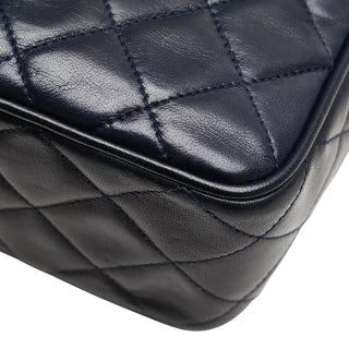 シャネル マトラッセ ココマーク フリンジ チェーン ショルダーバッグ ネイビー ラムスキン レディース CHANEL 【中古】