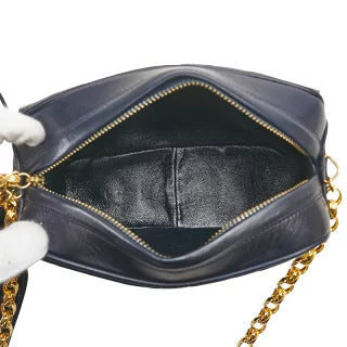シャネル マトラッセ ココマーク フリンジ チェーン ショルダーバッグ ネイビー ラムスキン レディース CHANEL 【中古】
