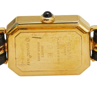 シャネル プルミエールXL 腕時計 クオーツ ブラック文字盤 メッキ レザー レディース CHANEL 【中古】