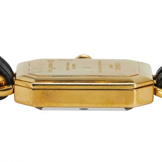シャネル プルミエールXL 腕時計 クオーツ ブラック文字盤 メッキ レザー レディース CHANEL 【中古】