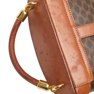 セリーヌ マカダム バニティバッグ ショルダーバッグ 2WAY ブラウン PVC レザー レディース CELINE 【中古】