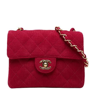 シャネル ココマーク ミニマトラッセ 17 チェーン ショルダーバッグ レッド コットン レディース CHANEL 【中古】