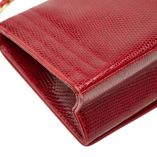 シャネル ココマーク チェーン ショルダーバッグ レッド リザード レディース CHANEL 【中古】