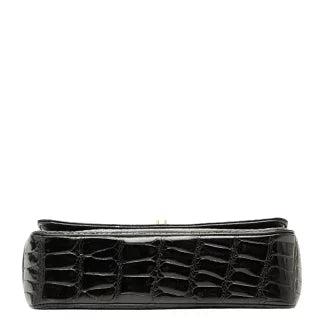 シャネル ココマーク クロコ型押し チェーン ショルダーバッグ ブラック パテントレザー レディース CHANEL 【中古】
