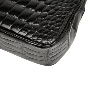 シャネル ココマーク クロコ型押し チェーン ショルダーバッグ ブラック パテントレザー レディース CHANEL 【中古】