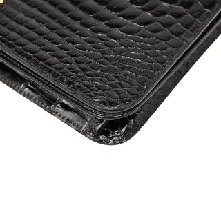 シャネル ココマーク チェーン ショルダーバッグ ブラック クロコダイル レディース CHANEL 【中古】