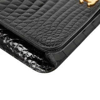 シャネル ココマーク チェーン ショルダーバッグ ブラック クロコダイル レディース CHANEL 【中古】