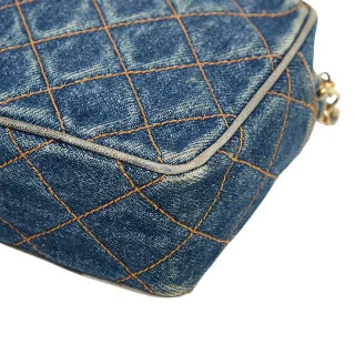シャネル ココマーク マトラッセ チェーン ショルダーバッグ インディゴブルー デニム レディース CHANEL 【中古】