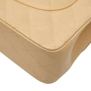 シャネル ココマーク マトラッセ30 ダブルフラップ チェーン ショルダーバッグ ベージュ キャビアスキン レディース CHANEL 【中古】