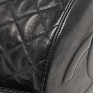 シャネル ココマーク マトラッセ 巾着型 チェーン ショルダーバッグ ブラック ラムスキン レディース CHANEL 【中古】