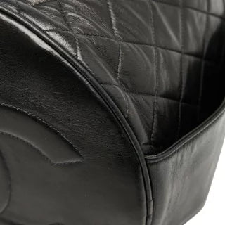 シャネル ココマーク マトラッセ 巾着型 チェーン ショルダーバッグ ブラック ラムスキン レディース CHANEL 【中古】