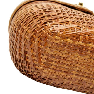 シャネル ココマーク チェーンショルダーバッグ かごバッグ ブラウン ベージュ ラタン レザー レディース CHANEL 【中古】