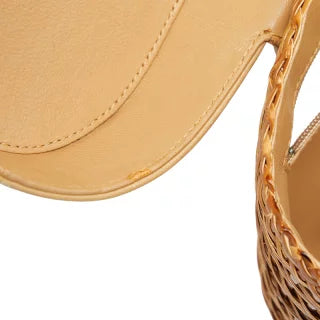 シャネル ココマーク チェーンショルダーバッグ かごバッグ ブラウン ベージュ ラタン レザー レディース CHANEL 【中古】