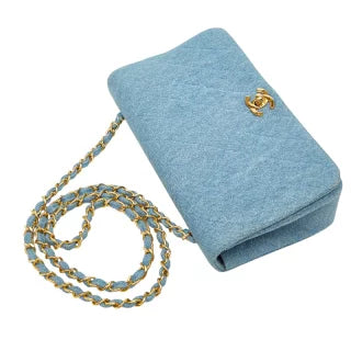 シャネル ココマーク マトラッセ チェーンショルダーバッグ ブルー デニム レディース CHANEL 【中古】