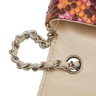 シャネル ココマーク チェーン ミニショルダーバッグ ピンク マルチカラー パイソン レディース CHANEL 【中古】