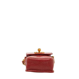 シャネル ココマーク チェーンショルダーバッグ ポーチ レッド キャビアスキン レディース CHANEL 【中古】