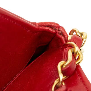 シャネル ココマーク マトラッセ チェーンショルダーバッグ ミニハンドバッグ 2WAY レッド ラムスキン レディース CHANEL 【中古】