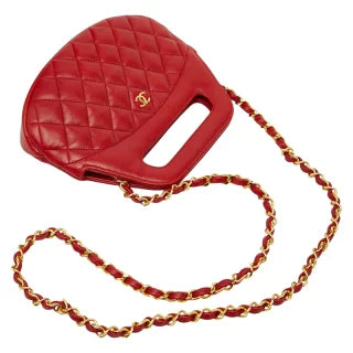 シャネル ココマーク マトラッセ チェーンショルダーバッグ ミニハンドバッグ 2WAY レッド ラムスキン レディース CHANEL 【中古】