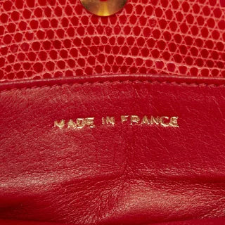 シャネル ココマーク マトラッセ チェーンショルダーバッグ ミニハンドバッグ 2WAY レッド リザード レディース CHANEL 【中古】