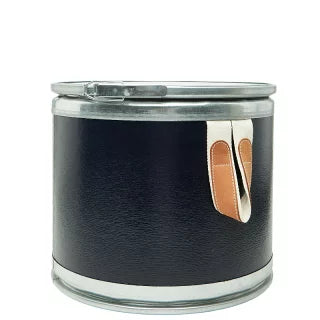 エルメス サドルボックス 馬具缶 収納BOX ネイビー シルバー レザー メタル リサイクル段ボール レディース HERMES 【中古】