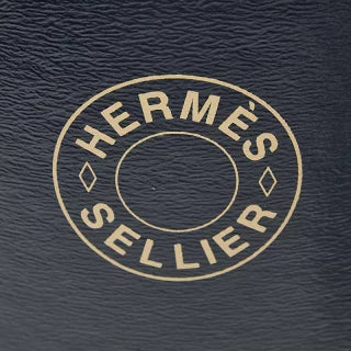 エルメス サドルボックス 馬具缶 収納BOX ネイビー シルバー レザー メタル リサイクル段ボール レディース HERMES 【中古】