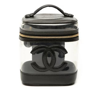 シャネル ココマーク バニティバッグ ブラック クリア ビニール レザー レディース CHANEL 【中古】