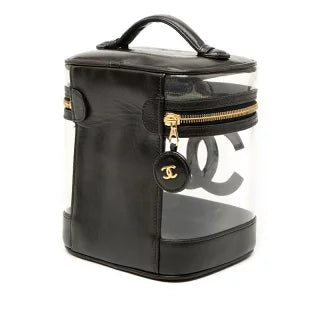 シャネル ココマーク バニティバッグ ブラック クリア ビニール レザー レディース CHANEL 【中古】