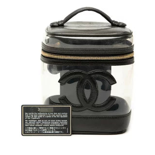 シャネル ココマーク バニティバッグ ブラック クリア ビニール レザー レディース CHANEL 【中古】