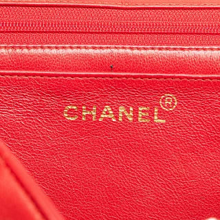 シャネル マドモアゼル ココマーク チェーン ショルダーバッグ ハンドバッグ レッド ラムスキン レディース CHANEL 【中古】