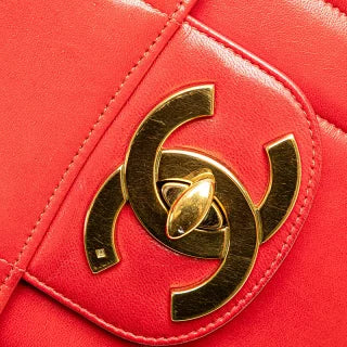 シャネル マドモアゼル ココマーク チェーン ショルダーバッグ ハンドバッグ レッド ラムスキン レディース CHANEL 【中古】