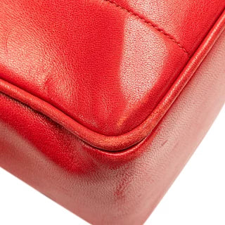 シャネル マドモアゼル ココマーク チェーン ショルダーバッグ ハンドバッグ レッド ラムスキン レディース CHANEL 【中古】