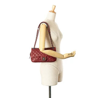 シャネル マトラッセ25 ココマーク チェーン ショルダーバッグ ワインレッド キャビアスキン レディース CHANEL 【中古】