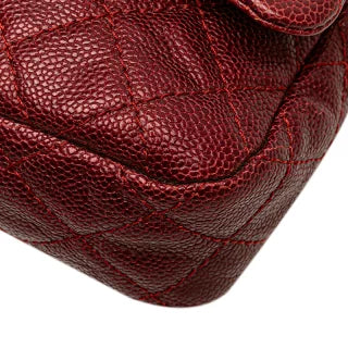 シャネル マトラッセ25 ココマーク チェーン ショルダーバッグ ワインレッド キャビアスキン レディース CHANEL 【中古】