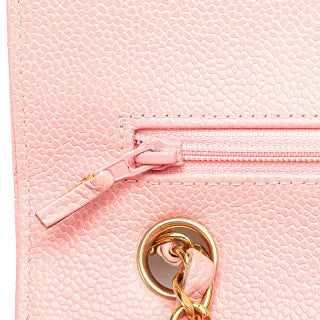 シャネル マトラッセ ココマーク Wフラップ チェーン ショルダーバッグ ハンドバッグ ピンク キャビアスキン レディース CHANEL 【中古】