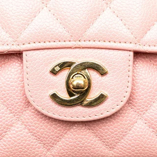 シャネル マトラッセ ココマーク Wフラップ チェーン ショルダーバッグ ハンドバッグ ピンク キャビアスキン レディース CHANEL 【中古】