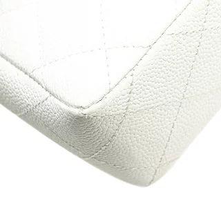 シャネル マトラッセ ココマーク ウッド チェーン ショルダーバッグ ホワイト ブラウン キャビアスキン レディース CHANEL 【中古】