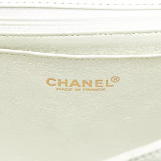 シャネル マトラッセ ココマーク ウッド チェーン ショルダーバッグ ホワイト ブラウン キャビアスキン レディース CHANEL 【中古】
