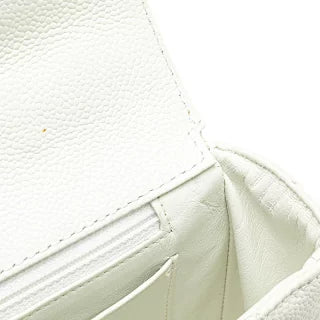 シャネル マトラッセ ココマーク ウッド チェーン ショルダーバッグ ホワイト ブラウン キャビアスキン レディース CHANEL 【中古】
