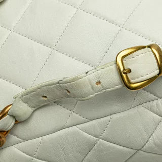 シャネル マトラッセ ココマーク チェーン リュック バックパック ホワイト ラムスキン レディース CHANEL 【中古】