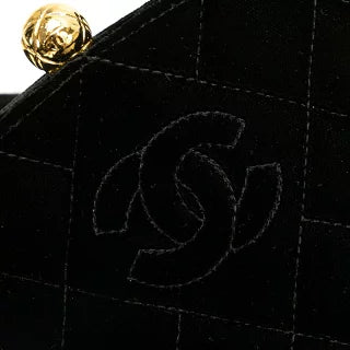 シャネル マトラッセ ココマーク ミニハンドバッグ ブラック ベロア レディース CHANEL 【中古】