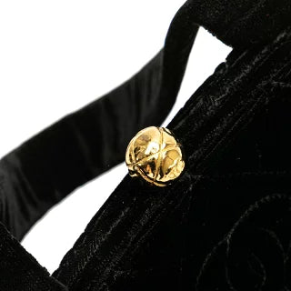 シャネル マトラッセ ココマーク ミニハンドバッグ ブラック ベロア レディース CHANEL 【中古】