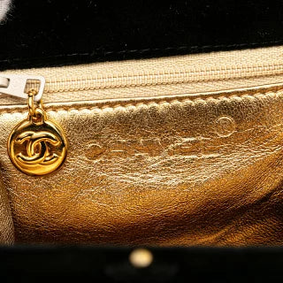 シャネル マトラッセ ココマーク ミニハンドバッグ ブラック ベロア レディース CHANEL 【中古】