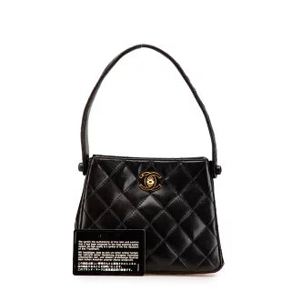 シャネル マトラッセ ココマーク ミニハンドバッグ ブラック ラムスキン レディース CHANEL 【中古】