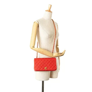 シャネル マトラッセ23 ココマーク フルフラップ チェーン ショルダーバッグ レッド ラムスキン レディース CHANEL 【中古】