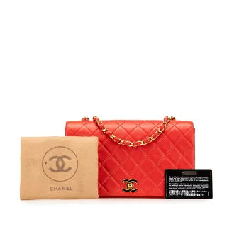 シャネル マトラッセ23 ココマーク フルフラップ チェーン ショルダーバッグ レッド ラムスキン レディース CHANEL 【中古】