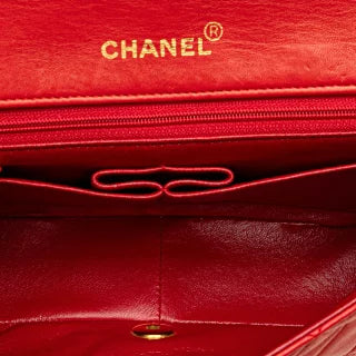 シャネル マトラッセ23 ココマーク フルフラップ チェーン ショルダーバッグ レッド ラムスキン レディース CHANEL 【中古】